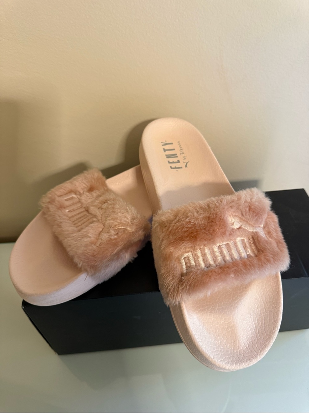 Puma Plush Slide Sandals in Blush